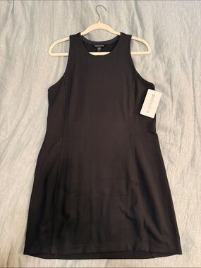 NWT Athleta Black Ribbed Sleeveless Shift Dress